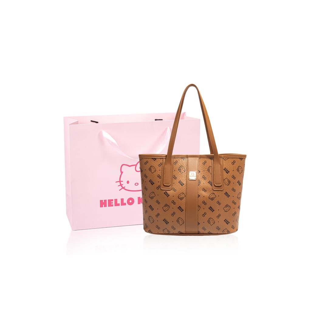 Nová PU taška Sanrio Hello Kitty, nákupní taška, taška přes rameno, běžná dámská, růžová/barva mléčného čaje/hnědá SHHF41495-1