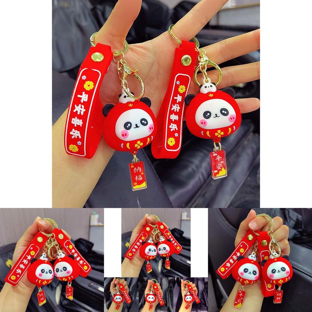 Cute Silicone Daruma Panda Keychain Charm Ideal Bag Accessory And Gift
