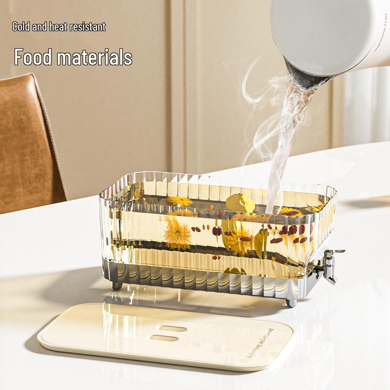 Large Capacity Summer Beverage Dispenser: High-Temperature & Drop-Resistant Cold Brew Kettle with Spigot