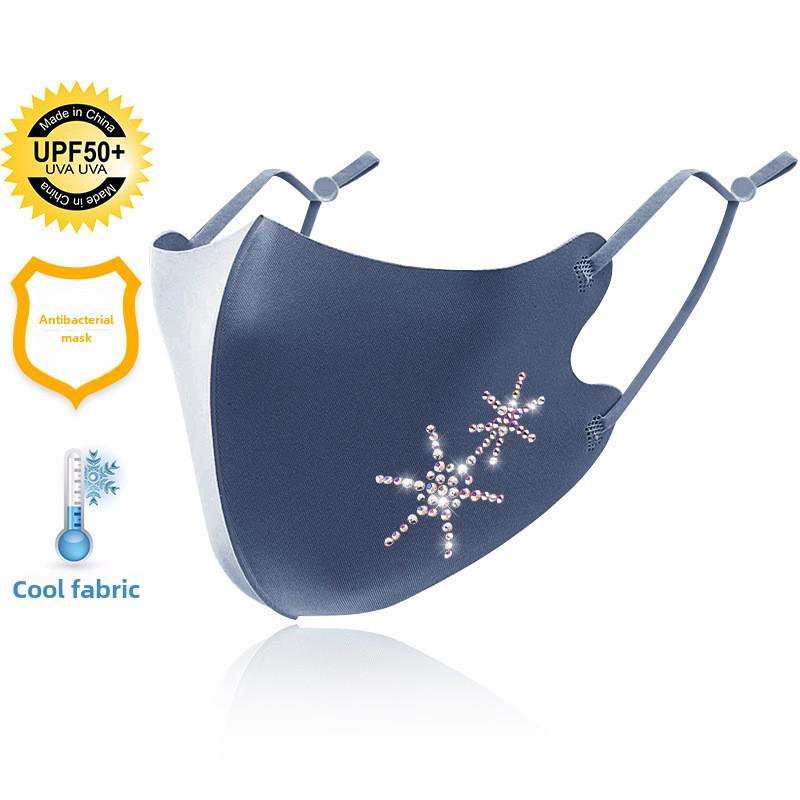 Pratelná Nastavitelná Diamantová Maska: Prodyšná, Chladivá, Protipylová, Maska na ochranu před sluncem z ledového hedvábí