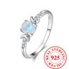 Vintage S925 Sterling Silver Moonstone Round Engagement Ring for Women Fine Jewelry Gift
