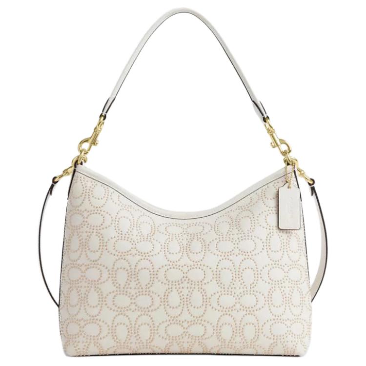 Coach Women's White Laurel 31 Removable Shoulder Strap Zipper Closure Pebbled Leather Shoulder Crossbody Tote Bag Large Handbags Cx258-Imchk