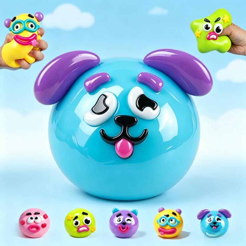 Topmix Dog Face Swap Squishy Toy, Smushers Soft Slow Rise Squeeze Toy, Cute Moldable Sensory Stress Relief Fidget Toy For Kids Adults