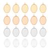 30Pcs 3 Colors 304 Stainless Steel Pendant Cabochon Settings Plain Edge Bezel Cups Oval with 30Pcs Transparent Oval Glass Cabochons Mixed Color