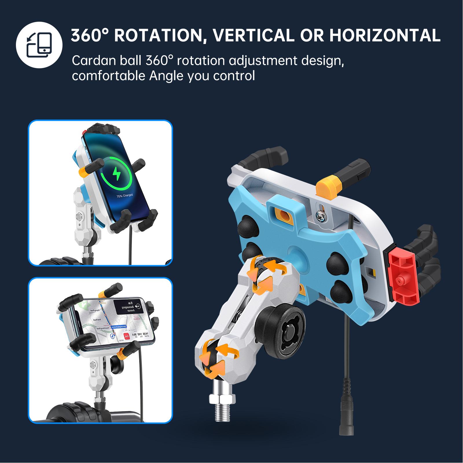 Шарнирная головка M8/M10 + амортизирующий кронштейн для телефона Беспроводная зарядка 15 — фото 6