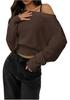 2026 Autumn/Winter European American Off-Shoulder Knit Sweater - Women's Solid Color Pullover, Long Sleeve Top