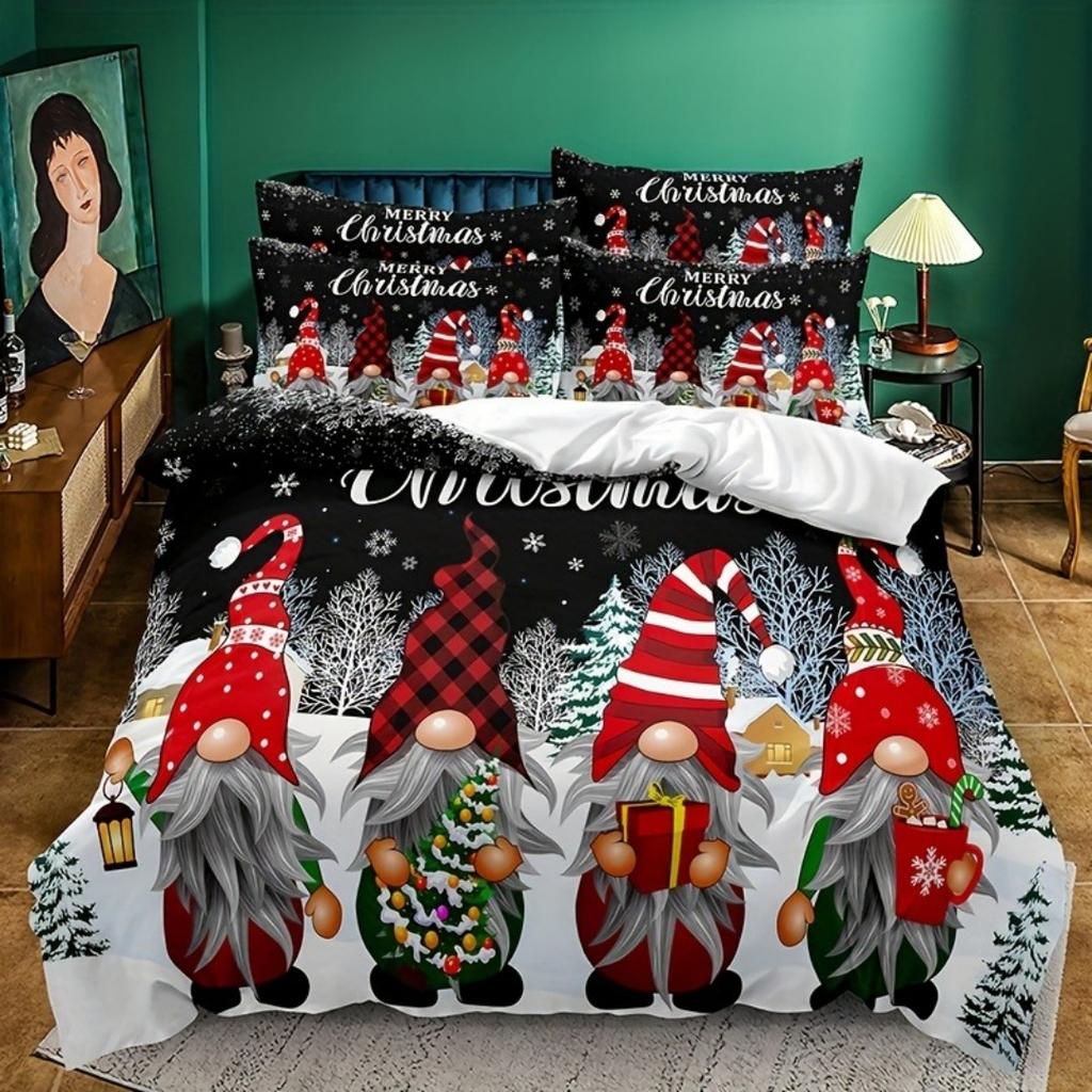 Christmas Bedding Set 3D Printed Duvet Cover Set Single Twin Double Size Bedroom Decor Duvet Cover Set Christmas Gift For Kids