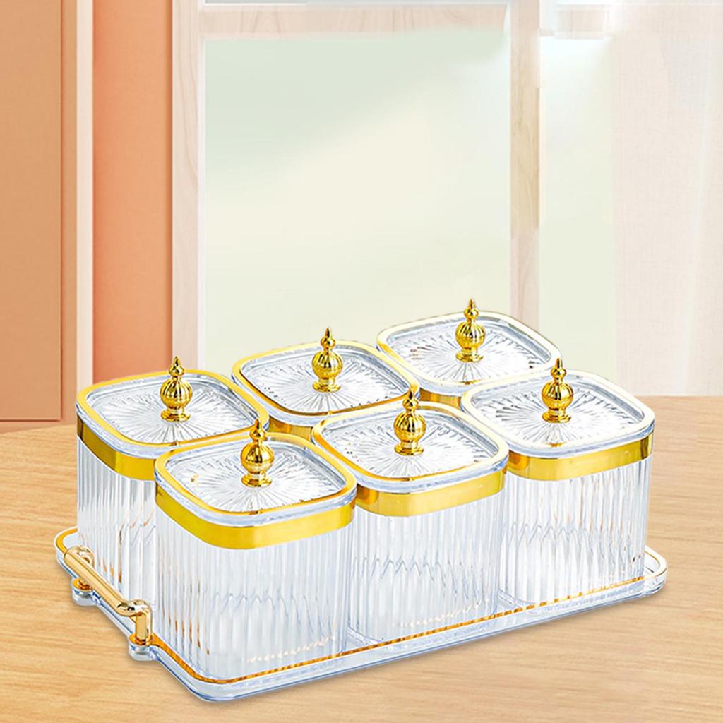 Condiment Jar with Tray and Lid Storage Container Seasoning Jar Divided Seasoning Box for Party Salt Nuts Dish Cruet Pepper