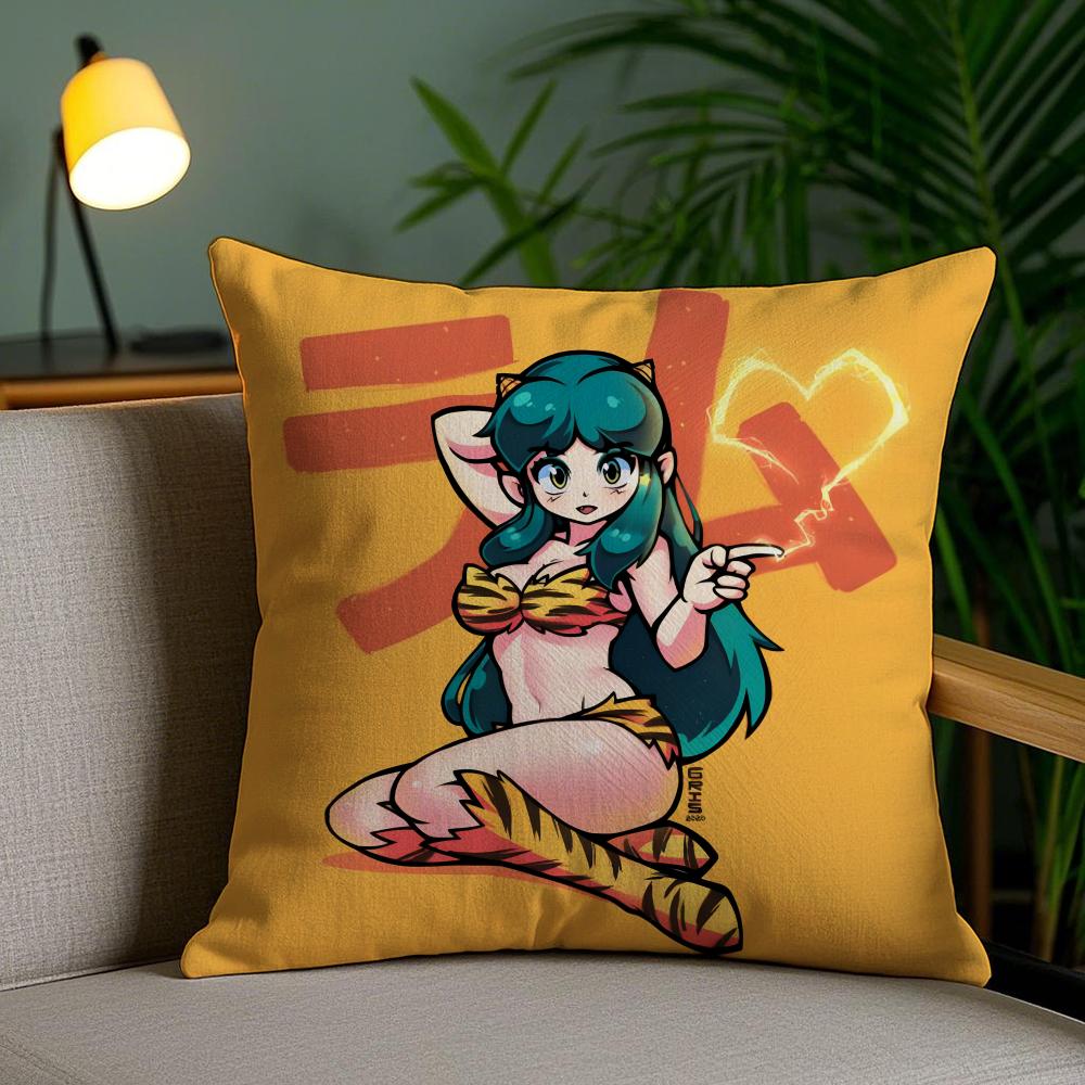 Anime Game U-Urusei Yatsura Cushion Cover Soft Short Plush Double-Sided Printing Home Decor Machine Washable Pillow Case Gift