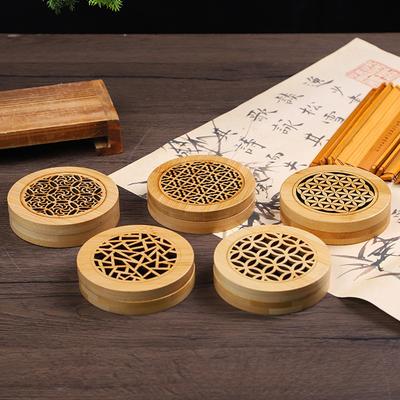 1 Pièce Rond Yoga Bois Encensoir Porte-Cône Creusé Accessoire Salle d'Étude Brûleur d'Encens en Bois Intérieur Multiples Options Disponibles