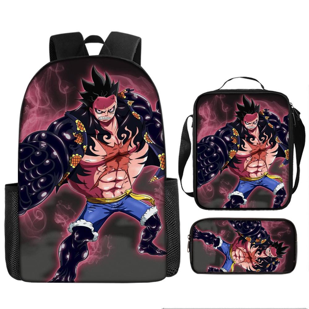 One Piece Cartoon Anime Rucksack Leichte Ergonomische Schultasche für Grundschüler Umhängetasche Federmäppchen Set