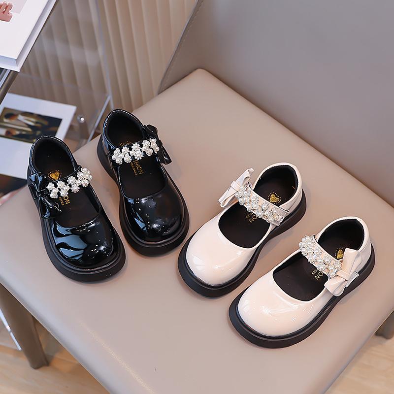 Girls Leather Shoes Black 2025 Autumn New Single Shoes Small Leather Shoes British Performance Girls Soft Sole Children Princess Shoes