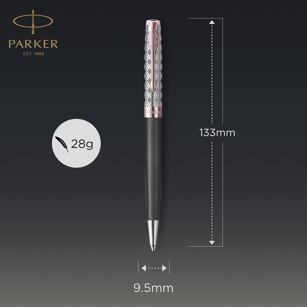 PARKER Ballpoint Pen Sonnet Premium Metal Gray PGT Medium Point Gift Box Genuine Imported Product 2119791 & Oil-based