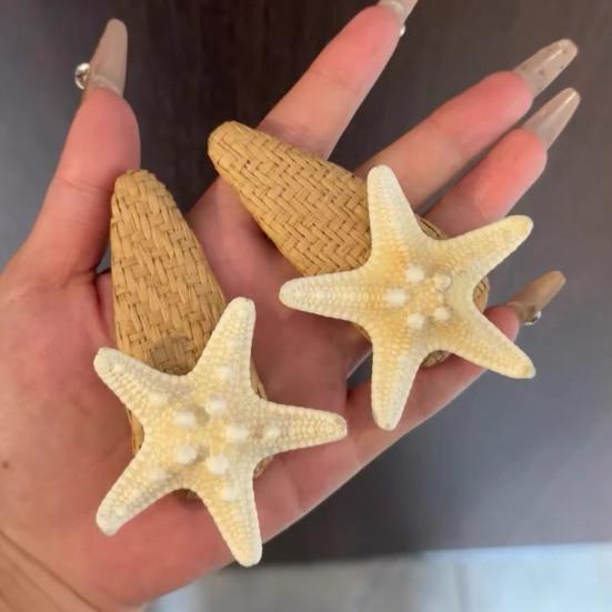 Sponka do vlasů Přírodní sláma 3D design hvězdice Klip na ofinu Stabilní upínací síla Pláž Každodenní život Vlasové doplňky