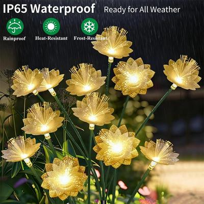 2 Stück Solar-LED-Lichtleiter-Schwimmende Blume Gartenleuchte Wasserdichte Außenweg Einfahrt Gehweg Landschaft Rasenlampe