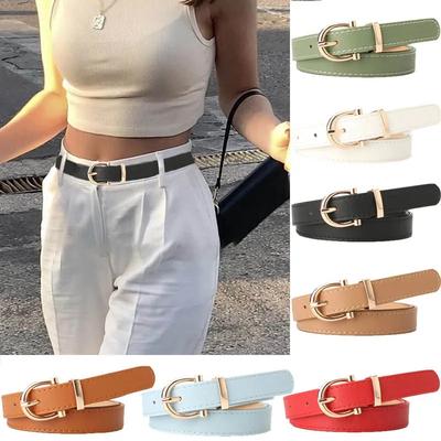 Women Belts New PU Leather Simple Metal Buckle Belt Girls Dress Jean Pants Waistband Belts for Lady Luxury Designer Brand