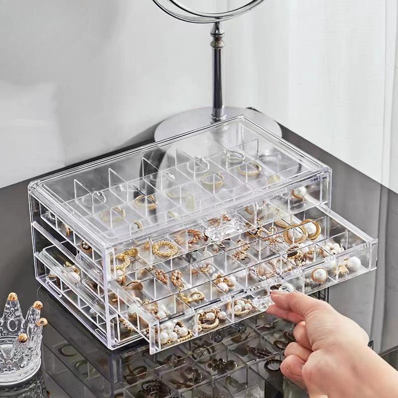 Multi-layer Jewelry Storage Box, Transparent High-end Ring, Stud Earrings, Necklace, Storage Display Rack, Drawer, Jewelry Box.