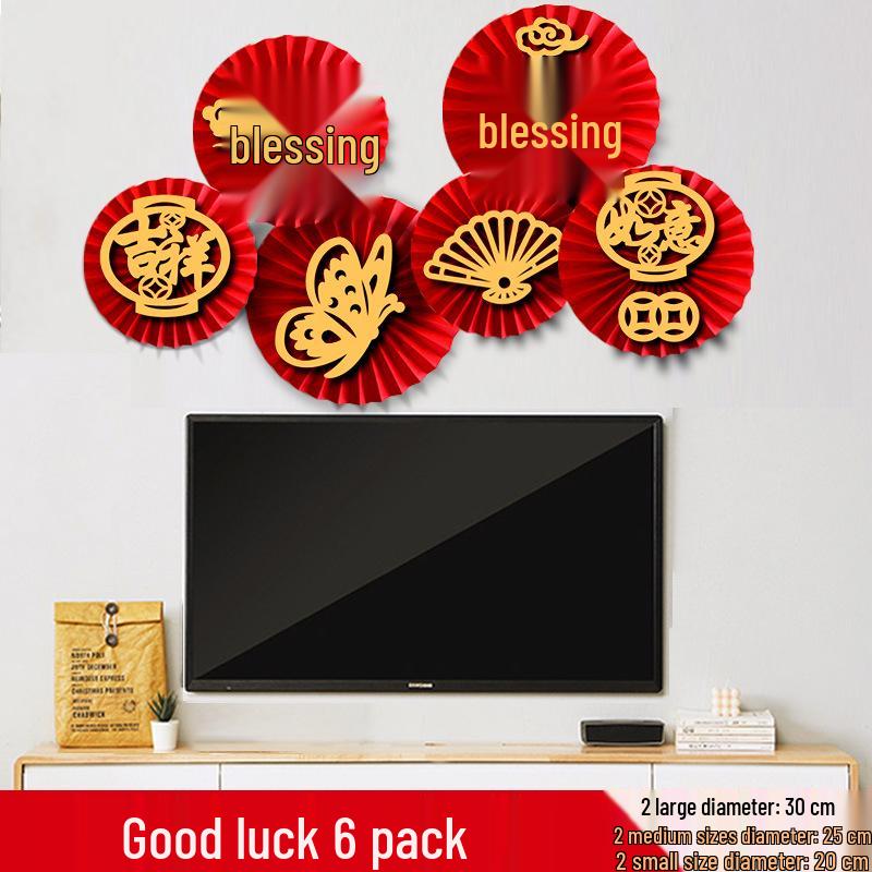 New Year Spring Festival Paper Fan Flower Decorations for Store and Home