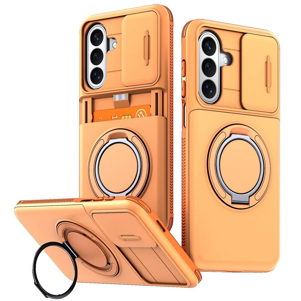 For Samsung Galaxy A57 A56 AA55 A37 A36 A35 A27 A26 A17 A16 A15 A07 Case with Card Holder & Kickstand & Slide Camera Lens Cover