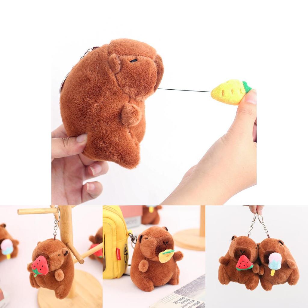 Creative Strawberry Watermelon Ice Cream Capybara Plush Toy Pendant Keychain For Kids Gift