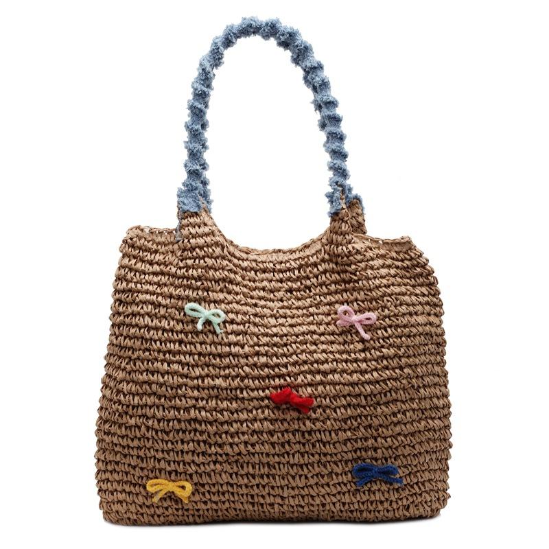 Beach Vacation Straw Bag Women's 2025 New Casual Large-capacity Woven Bag Shoulder Tote Bag
