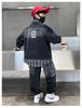 Boys' Trendy Plaid Denim Set: Spring/Autumn Korean Style 2025, Two-Piece Look for Mid-to-Big Kids