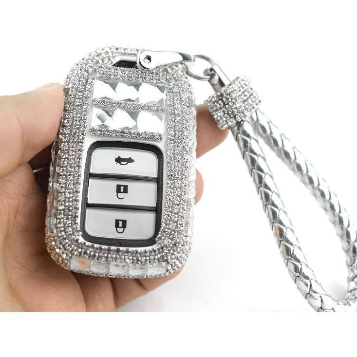 Car Key Shell Fob Key Cover with Bling Rhinestones For Honda Civic Accord CRV HRV