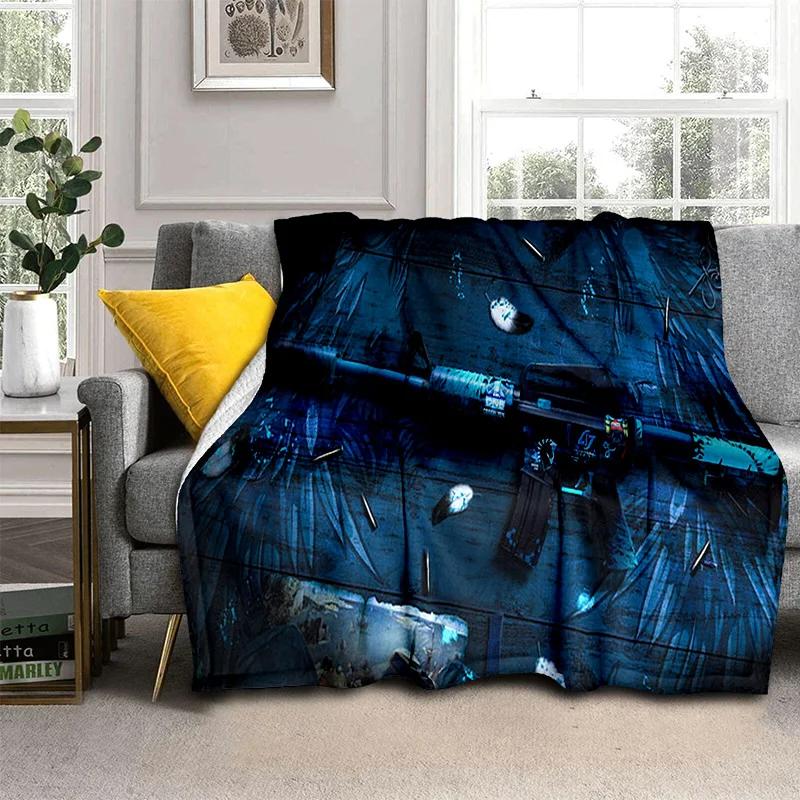 3D Gun Knife USP,AK,M4,AWP,Rifle Pistol Cartridge Blanket,Soft Throw Blanket for Home Bedroom Bed Sofa Picnic Cover Blanket Kids