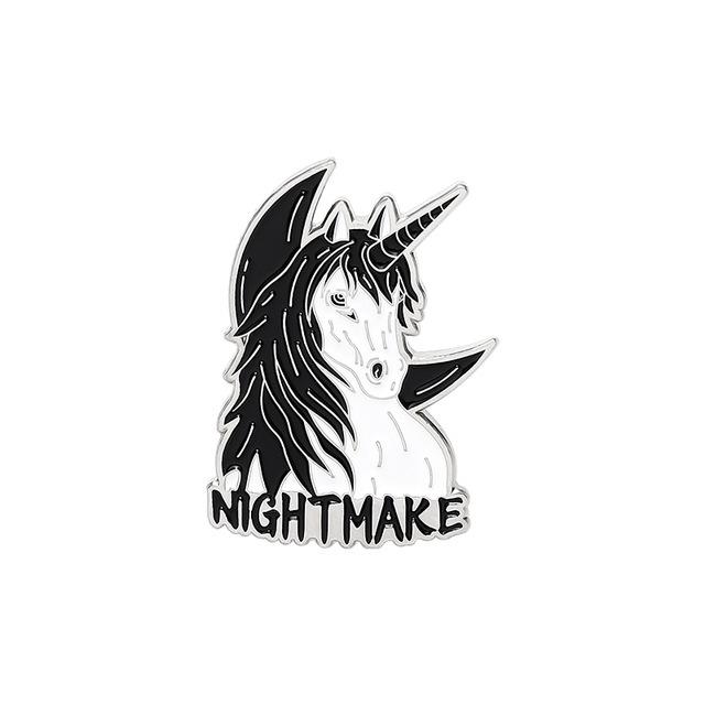 Trendy Dark Series Unicorn Skull Butterfly Brooch Doll Badge