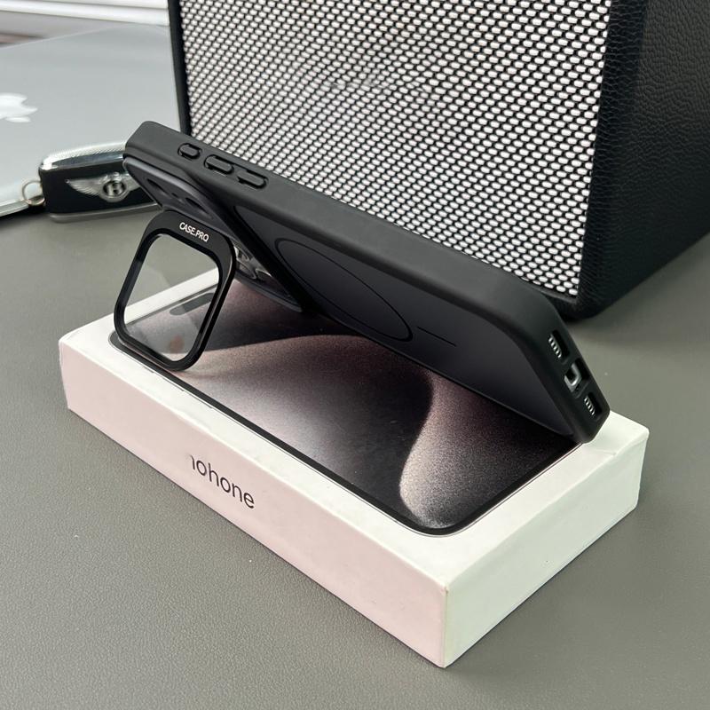 Luxury Armor Camera Flip Glass Magnetic Case For 17 Air 16 15 14 13 Pro Max Plus For Magsafe Wireless Charge Stand Cover