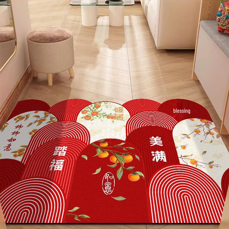 New Chinese Style Non-Slip Leather Entrance Doormat: Dirt-Resistant, Cuttable, Easy-to-Clean, Wash-Free for Home Use