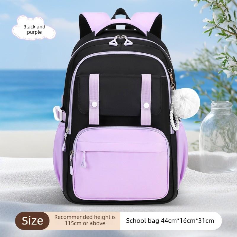 Cute Plaid School Backpack for Girls Primary Middle School Bags Lightweight Waterproof Backpack Large-Capacity Student Backpack