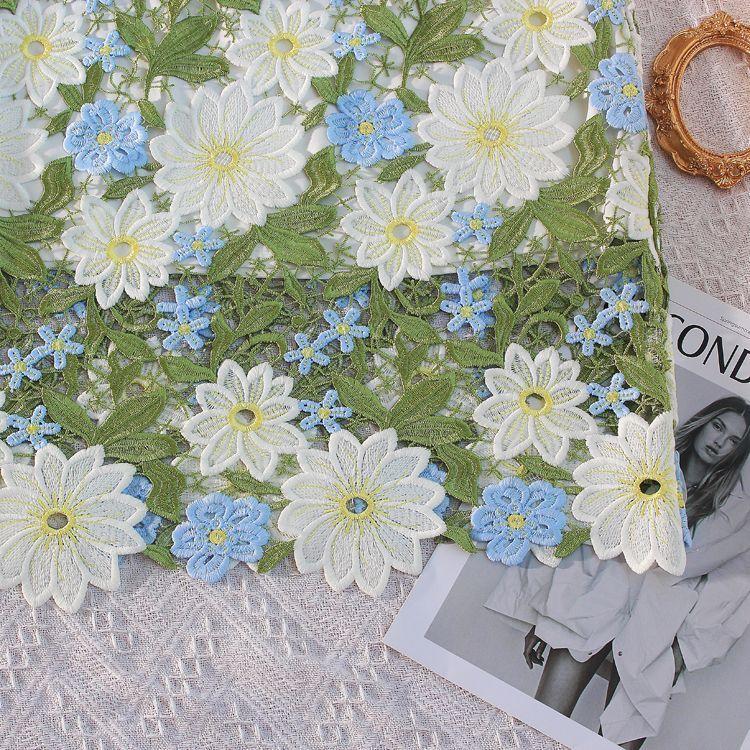 Falda Wrap de Encaje Calado Europeo Bordada con Flores 3D Ropa de Mujer