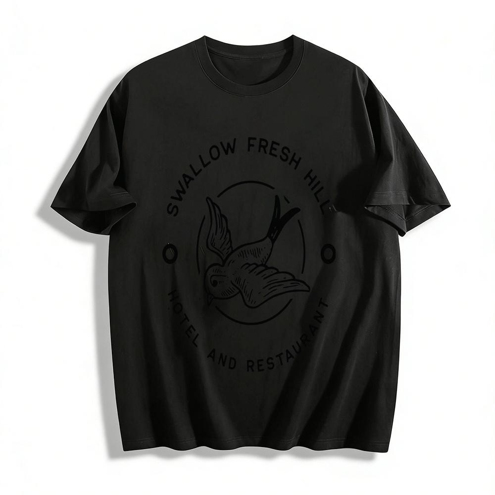 

Swallow Fresh Hill Hotel Restaurant Printed Casual Tee Pure cotton T-shirt XXS