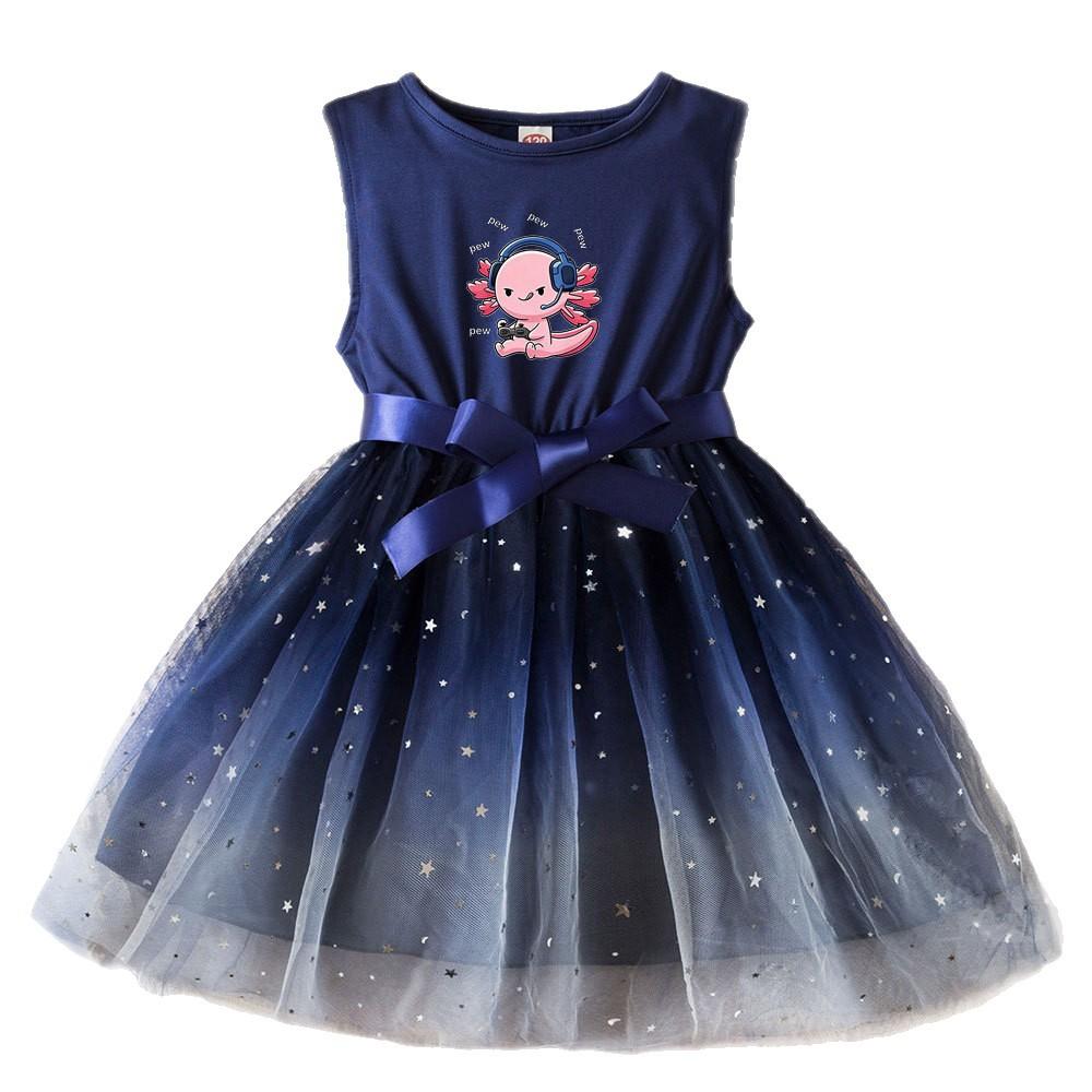 Hexagonal Dragon Princess Dress Butterfly Mesh Tutu Gown Girls Birthday Party Toddler Summer Outfit