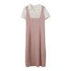 Large Size Summer New Fat MM Waist Fake Two-piece Lapel Kink Design Women's Medium and Long Dress 262558