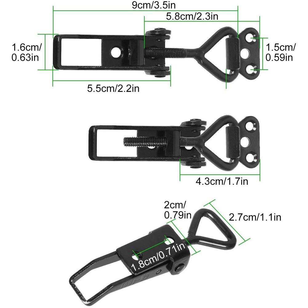 GH-4001 Toggle Clamp For Cabinets 4Pcs Black Brand New High Carbon Steel High Quality For Lock-free Handle-less Boxes