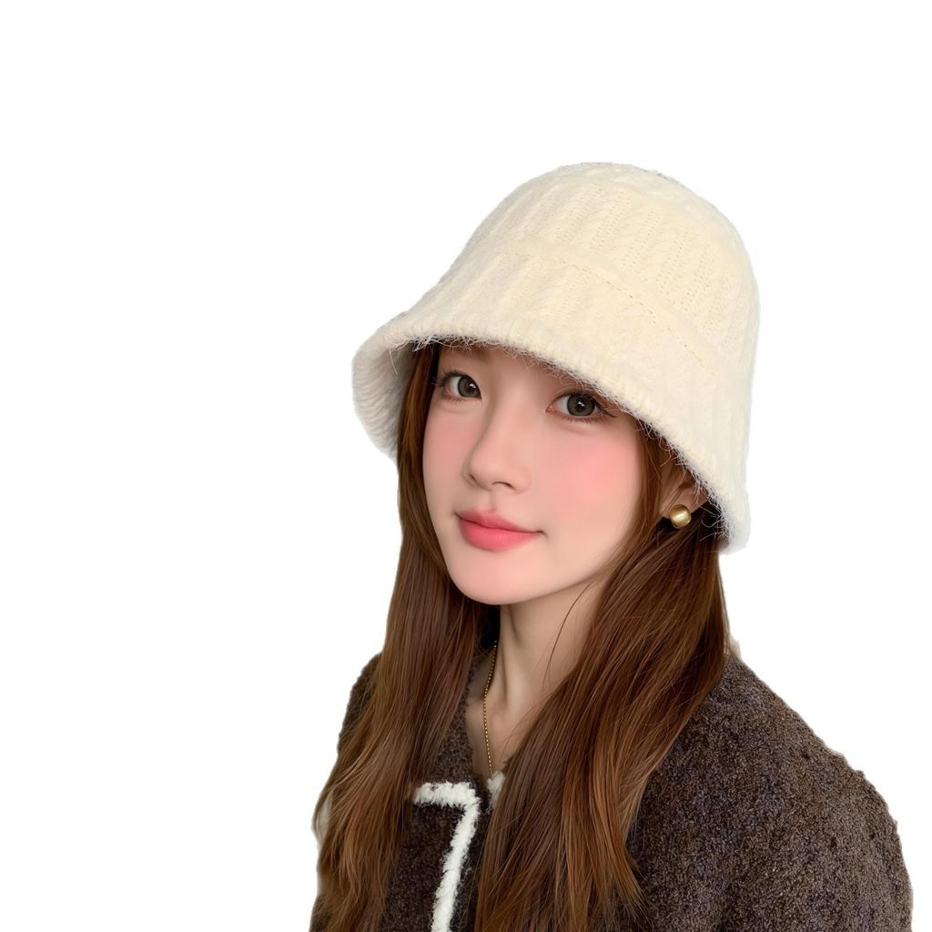 Korean Style Lambswool Bucket Hat - Warm Autumn/Winter Fisherman Cap for Women