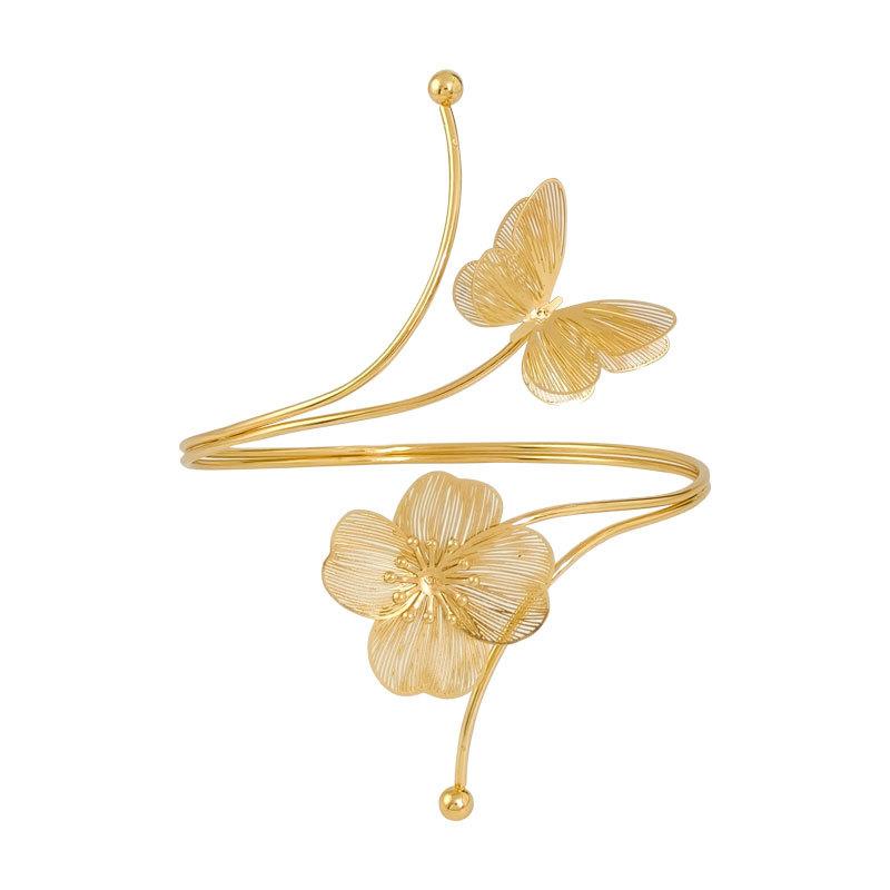 Luxurious Geometric Open Flower Butterfly Armband Women'S