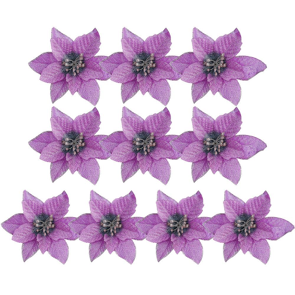 50/10 STÜCKE Glitzer Weihnachtsblumen Künstliche Poinsettia Kunstblume DIY Kranz Weihnachtsbaumschmuck Hochzeitsfeier Heimdekoration