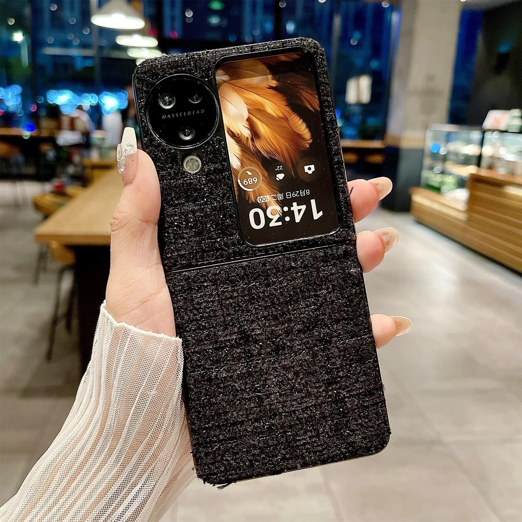 

Роскошный однотонный чехол для предотвращения падения с небольшим ароматом для OPPO Find N2 FLIP Find n3 Find N3 Flip, противоударный чехол for Find N3 FLIP чёрный