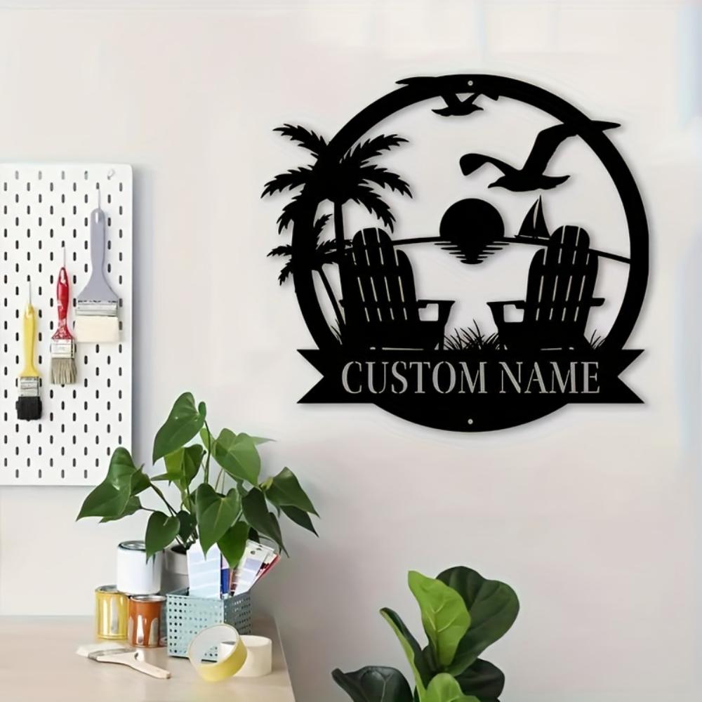 Personalized Metal Sunset Beach Sign Custom Name Wall Art Farmhouse Porch Patio Decor Unique Gift