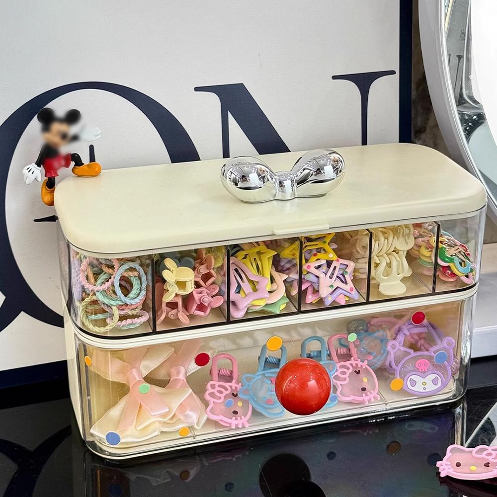 

Desktop Large Capacity Girls Rubber Band Hair Clip Organizer With Lid Divided Jewelry Box Hair Accessory Storage Box