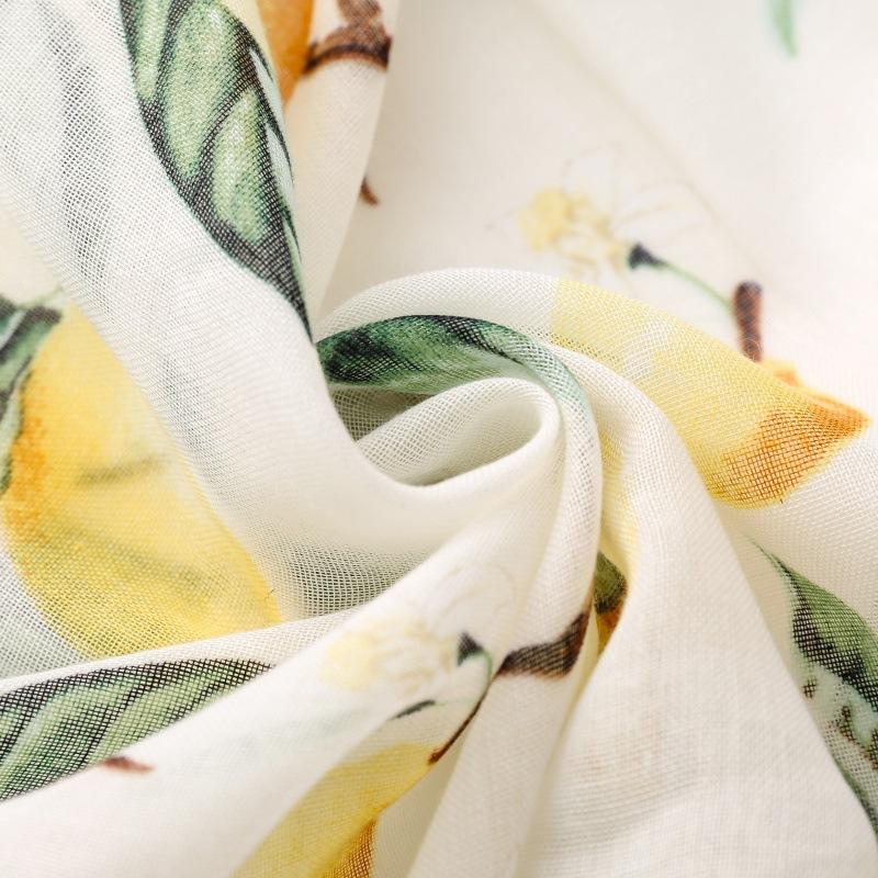 Lemon Tree Damen Eleganter Schal mit Zitronenbaum-Print und Quasten - Weiches Atmungsaktives Polyester-Tuch für, Strandurlaube & Freizeitaktivitäten, Leicht