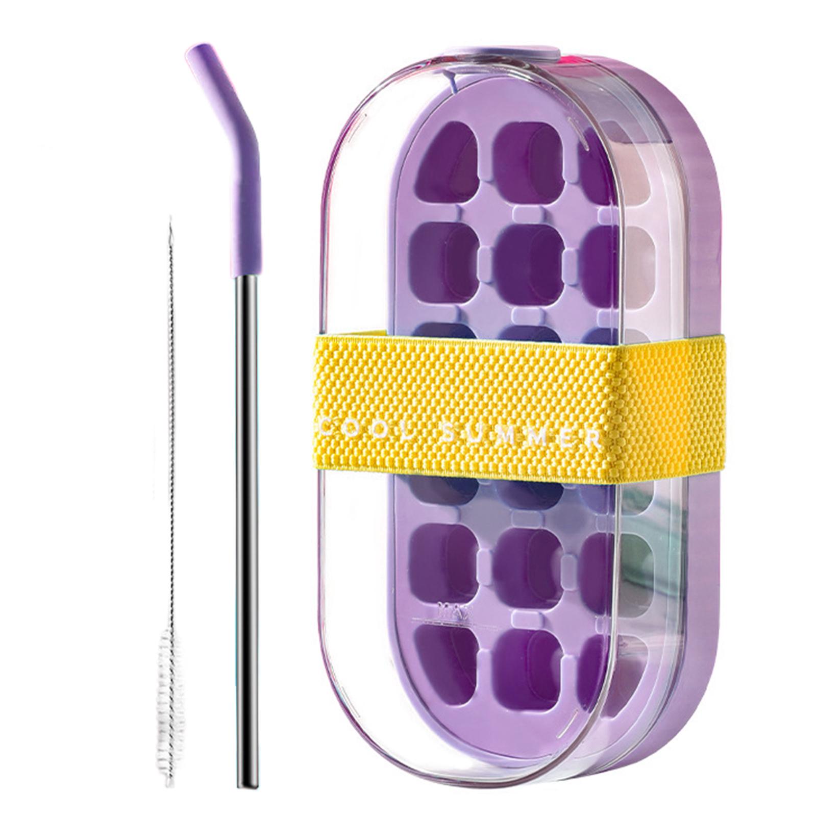 

Крутая летняя бутылка-стакан для льда большой вместимости, форма для льда 2 в 1, бутылка для кубиков льда с соломинкой, непроливайка, ледогенератор, бутылка для воды As Shown фиолетовый