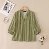 ZANZEA Women Commute Casual V-Neck Stripe Print Loose 3/4 Sleeve Blouse