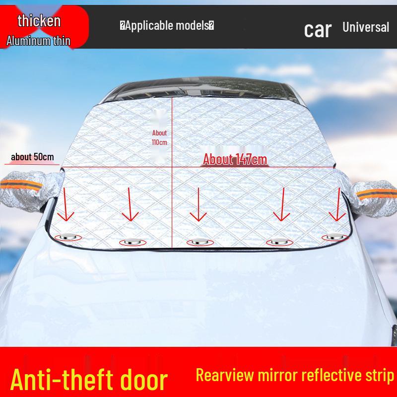 Magnetic Car Windshield Snow & Sun Cover: Dustproof, Heat-Insulating Half Sunshade