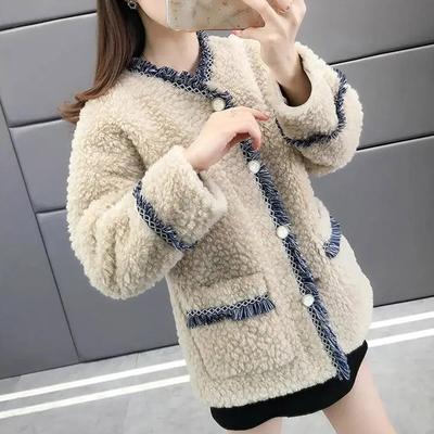 Veste rembourrée à col rond pour femme, haut épais, chaud et confortable, couleur unie, automne et hiver