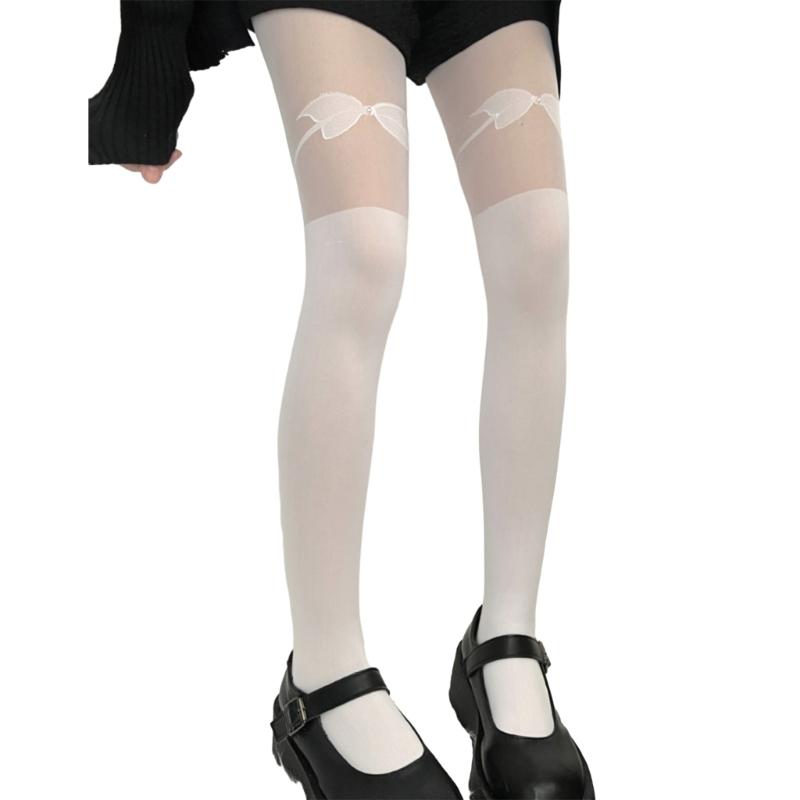 Sheer Tights for Women Girls Bow Pearl Pantyhose Control Top Thigh High Stockings Silk Thin Stockings Tights Hosiery