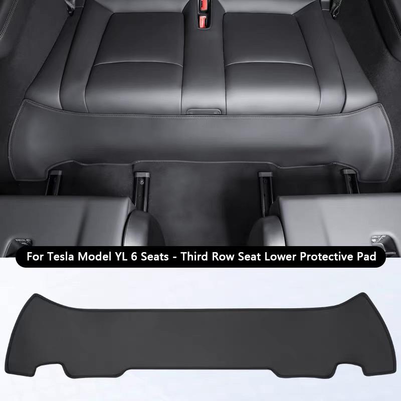 For Tesla Model YL 6-Seater Third Row Seat Lower Protective Mat Leather Under Seat Anti-kick Pad Cover Car Interior Accessories